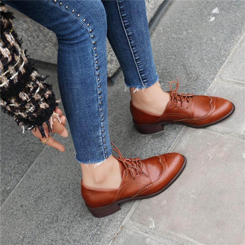 Meotina Женские туфли-лодочки с круглым носком, на среднем каблуке, со шнуровкой, лаконичный дизайн, женская модная повседневная обувь, весна-осень, черный, белый, 46