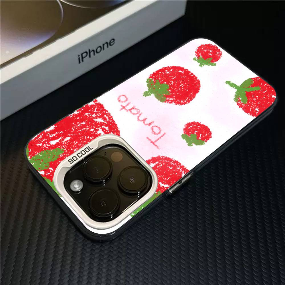 Чехол для телефона 'Выражение помидоров' для IPhone 17 16 15 14 13 12 11 Pro MAX Plus Цветной Матовый Задний Чехол