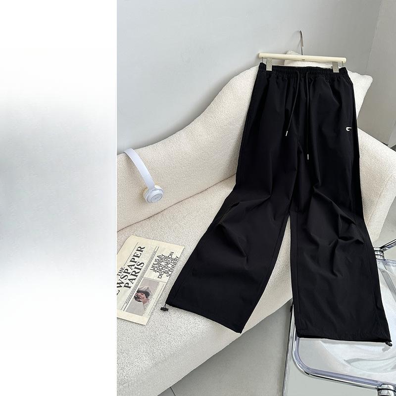 Весна и лето Новые свободные прямые повседневные быстросохнущие спортивные брюки с вышивкой широкие брюки