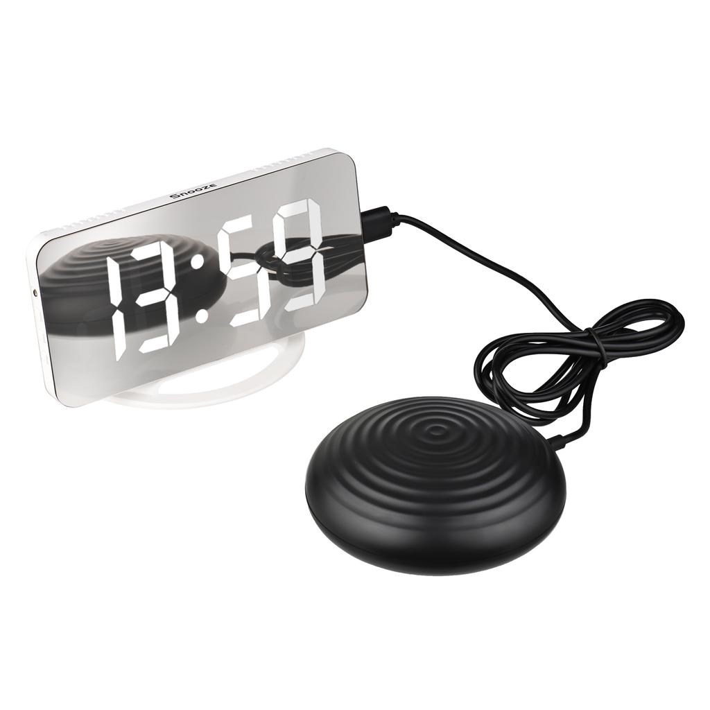 Vibrating Alarm Clock Digital Mirror Alarm Clock with Large Clear Screen Adjustable Brightness Dual