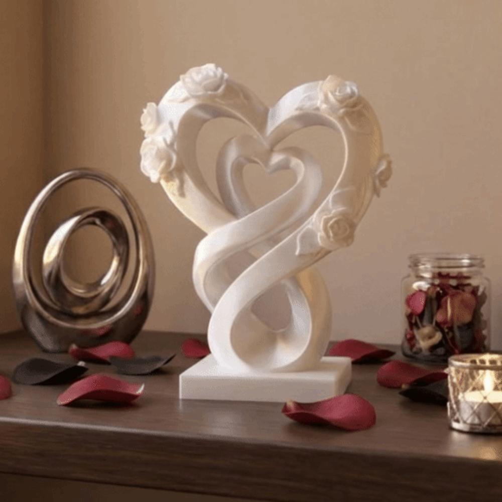Modern Heart Rose Ornament Romantic Heart Statue Ornament Creative Love Ornament  Valentine’s Gift
