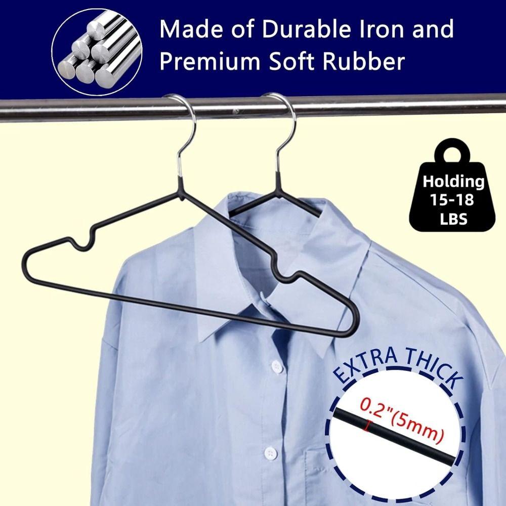 10 шт. Вешалка для одежды Металлическая с нескользящим резиновым покрытием Вешалка для рубашек и блузок Сверхпрочная Стойка для пальто и костюмов с круглыми выемками Держатель для платьев