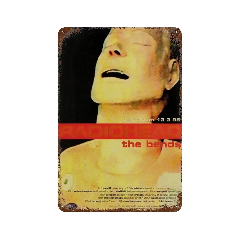 Рок-группа Radiohead Music Art Poster Ретро Металлическая жестяная вывеска Винтажная табличка для дома, комнаты, бара, клуба, мужской пещеры, кафе, декор настенные тарелки