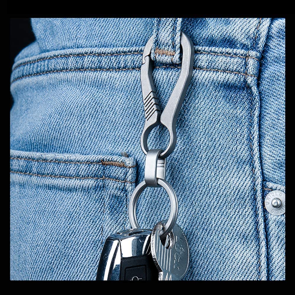 TISUR карабин титановый брелок цепочка маленький стильный автомобильный дом брелок мужской (Карабин серый/Ti-B)