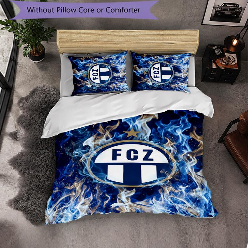 FC Zürich Themed Bedding 3Pcs Duvet Cover Set Decorative Bed Linen For Teen Room Home Decoration
