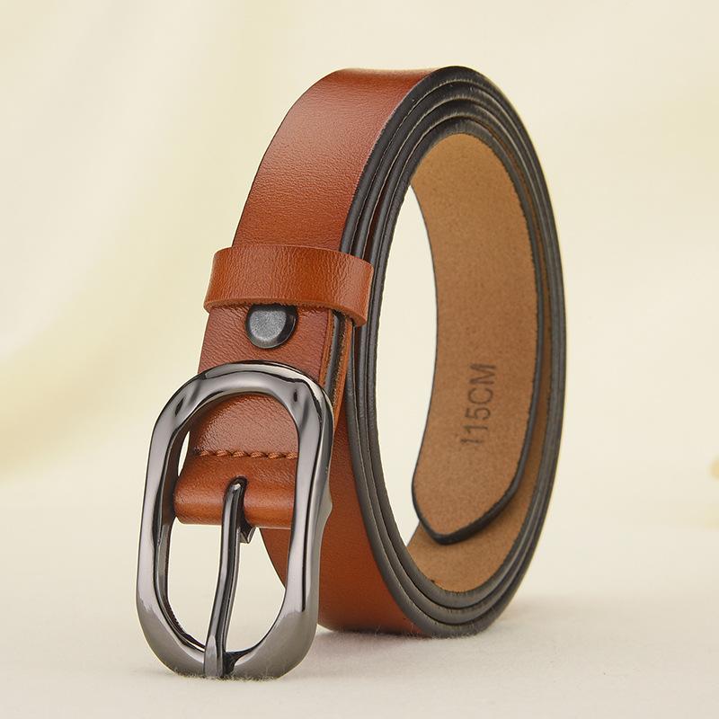 Женский ремень из коровьей кожи, ремень из кожи с пряжкой-булавкой из сплава, ремень с пряжкой-солнцем, повседневный тонкий ремень
