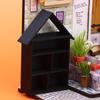 Miniature House Shaped Display Shelf Dollhouse Storage Cabinet Model Ornament Cute Design for Kids Room Decor DIY Dollhouse Build
