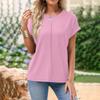 Women's Spring/Summer Casual Solid Color Round Neck Short Sleeve Loose T-shirt