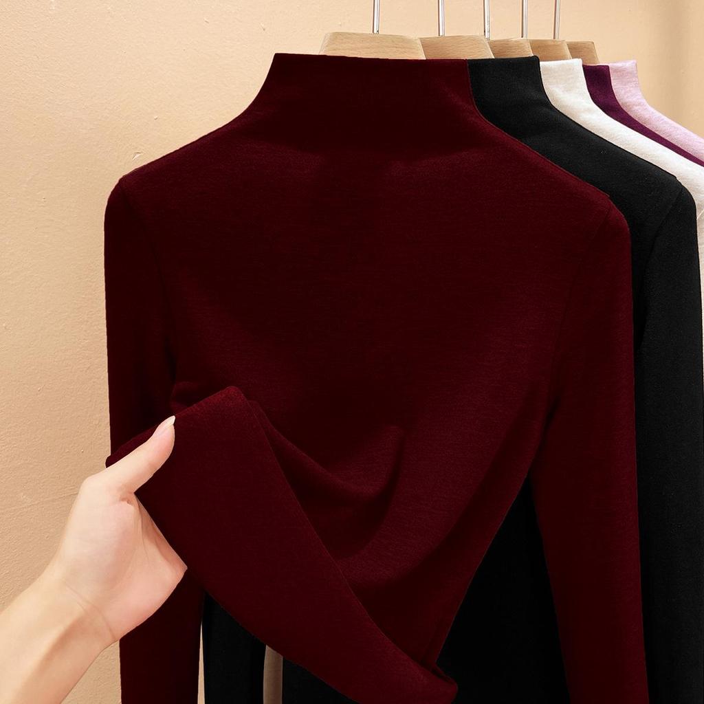 Женский теплый базовый слой из шелка тутового дерева и шерсти с флисовой подкладкой, со средней высотой горловины, коллекция осень/зима 2025