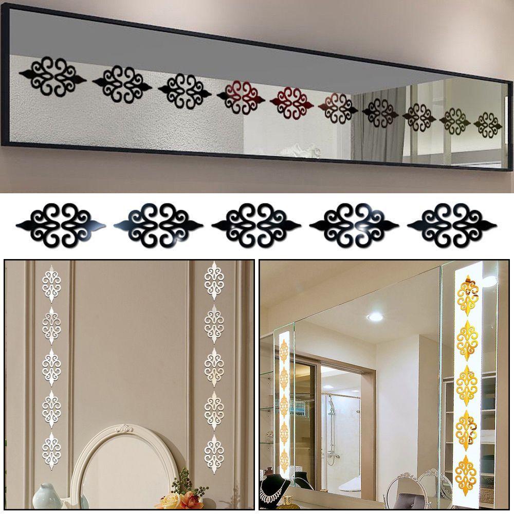 Embellishment Porch Ornament Mirror Wall Stickers Flower Shape Decal Home Decor 3D Floral Mural