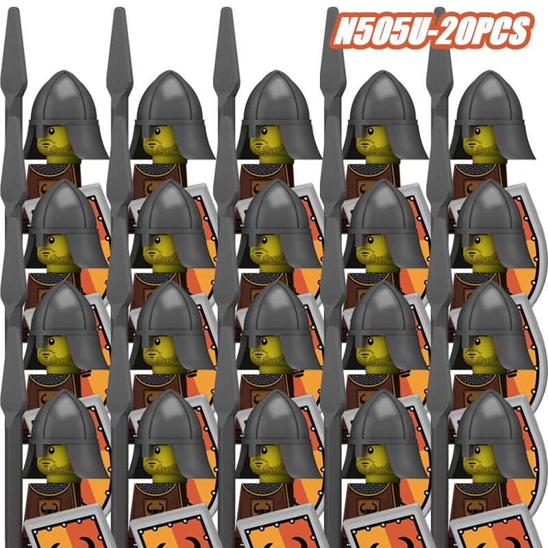 Medieval Castle Knight Warrior Building Blocks Black Eagle Bull Kingdom Guard Armor Shield Sword Lance Cavalry Bricks Toy Gifts