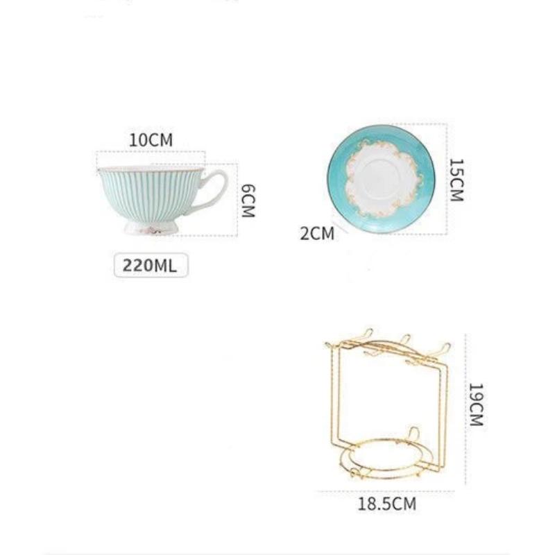 220ml Nordic Bone China Coffee Cup Set, Vintage English Style Tea & Coffee Mug Set