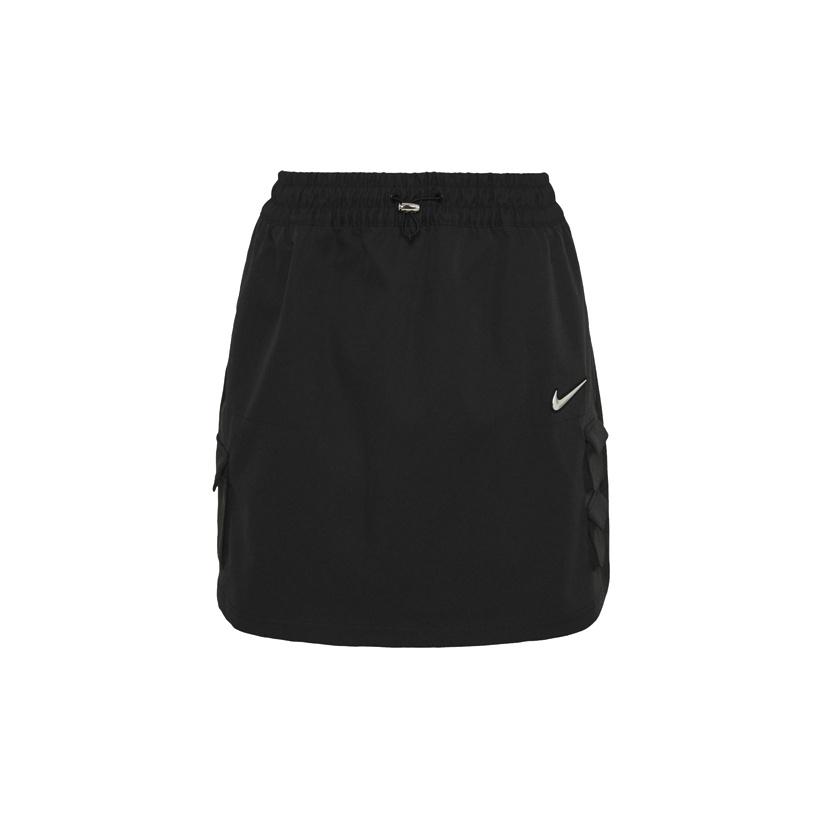Nike Спортивная юбка Swoosh однотонная со средней посадкой, карманом с 3D-логотипом, тканая, спортивно-повседневная, женская, черная CZ8907-010