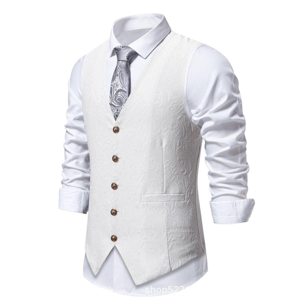 European Men's Halloween Jacquard Suit Vest for Stage Performance