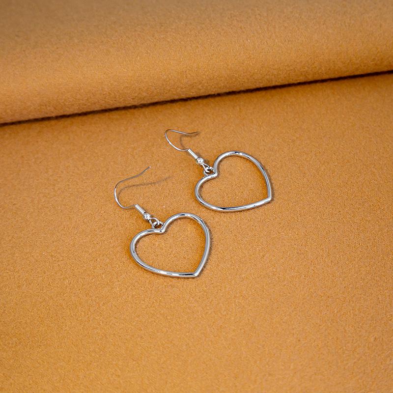 E371 Харадзюку Геометрические Серьги-подвески Золотые Сердечки Любовь - Мягкие Милые Подвески