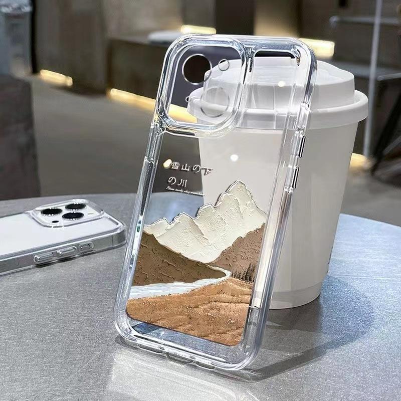 Для iPhone 16 Promax Цветная Горная Вершина Снежная Гора Ледник Космос для Apple 17 Чехол для Телефона для 15/14 Цветная Живопись