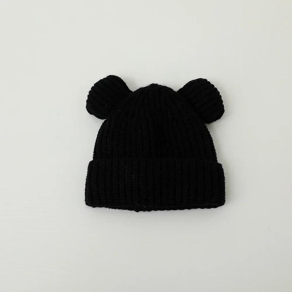 1 шт. теплая шапочка для новорожденного мальчика и девочки, милая мультяшная шапочка с медведем для малышей, вязаная крючком, теплая вязаная шапка на осень и зиму