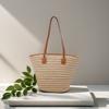 Hand-woven Underarm Striped Tote Bag Daily Commute Versatile Vegetable Basket Retro Literary Beach Women's Bag