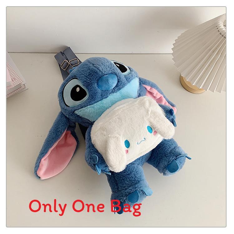 Soft Girls Cartoon Plush Backpack With Zipper Closure For Travel Casual