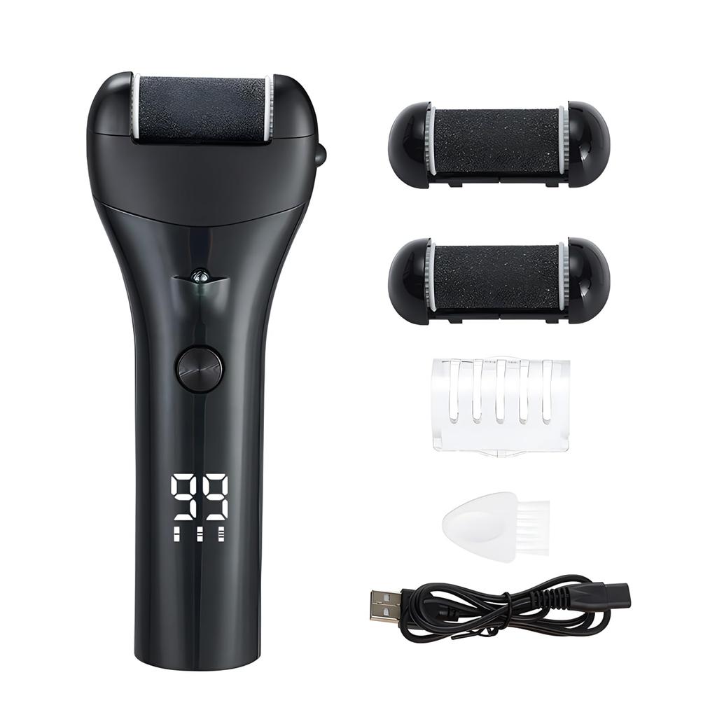 Coollooda Electric Callus Remover for USB 3 3 Electric Callus Roller for Dry and Wet LCD Battery Level Unisex Heels, Rechargeable, Rollers, Speeds,