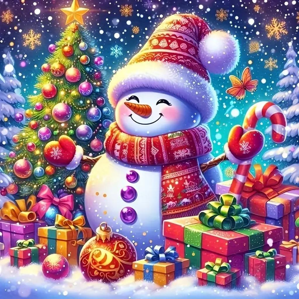 DIY Полная круглая алмазная картина вышивка крестом Счастливого Рождества Санта-Клаус Снеговик Домашнее украшение Искусство Алмазная живопись 5d Алмазная художественная живопись