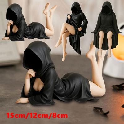 3D Таинственная статуя Креативная Готическая Черная Мантия Фигурка Королевы Скульптура для Книжной Полки Жуткие Сидящие Статуи Настольные Украшения Подарки