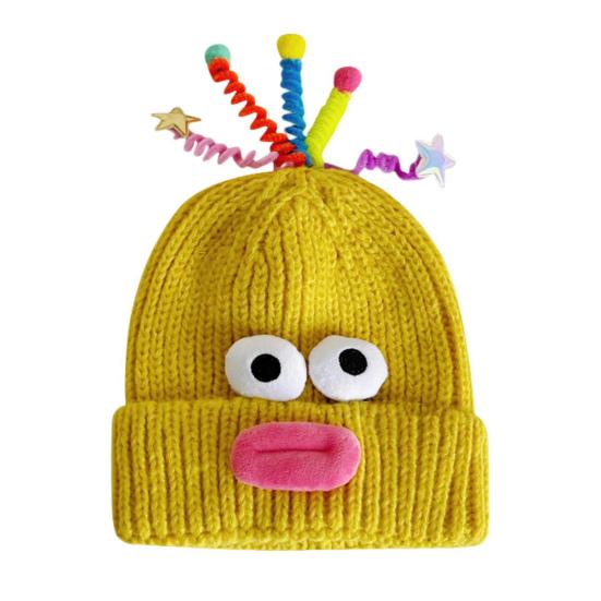 Мультяшная шерстяная шапка с выдвижными щупальцами, теплая вязаная шапочка для детей, головной убор с опорой для катания на лыжах