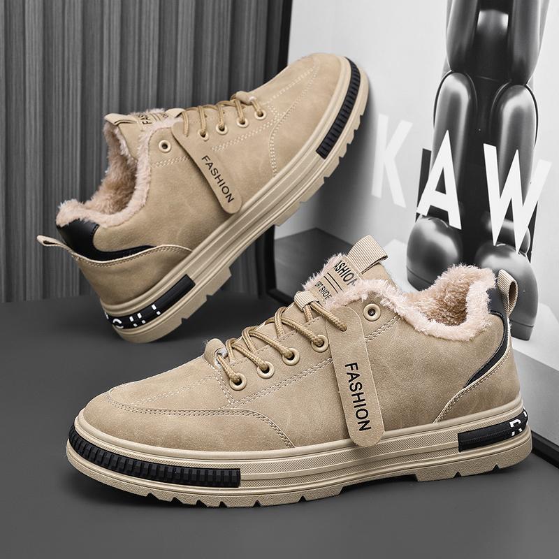 Обувь Мужские кроссовки 2024 Новые Теплые и устойчивые к холоду хлопковые туфли Модные износостойкие рабочие туфли на толстой подошве с противоскользящей платформой