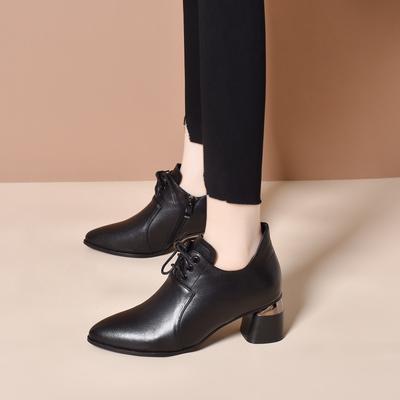 Женские туфли-лодочки на остром высоком каблуке, весенние новые туфли-одинарки с глубоким вырезом и шнуровкой, модная обувь с боковой молнией, женская кожаная обувь