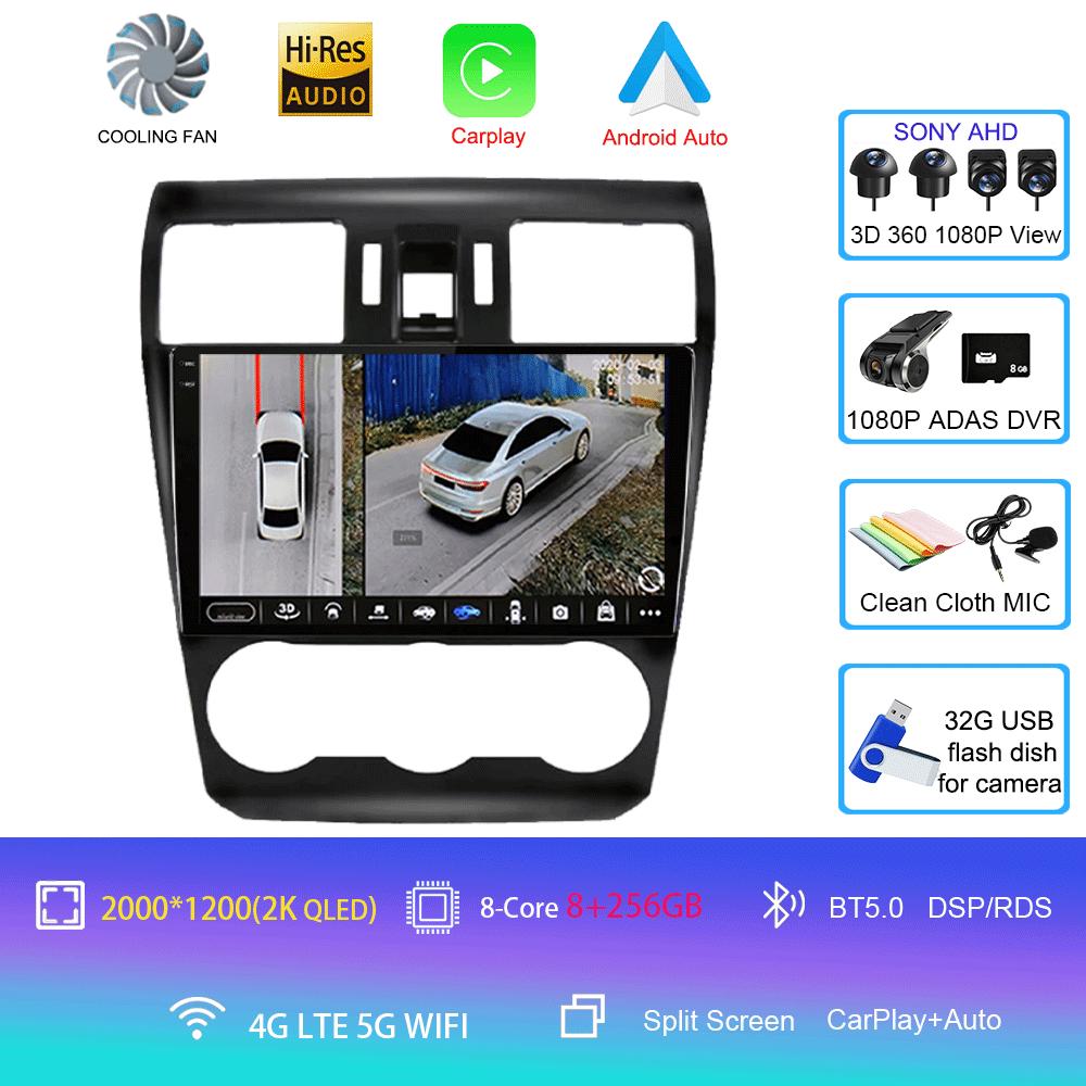Android 14 Video Player Car Stereo Radio For Subaru Forester 4 SJ XV 2012-2015 4G Multimedia Navigation GPS Carplay 360 Camera