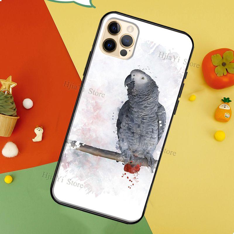Мягкий чехол из ТПУ с изображением серого африканского попугая для iPhone 13 12 Mini 11 14 Pro Max XS 6S 7 8 Plus 5S SE 2020 X XR