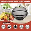Metal Fruit Basket with Mesh Lid - Heavy-duty Rust-proof Design, Apple-shaped Storage Container with Ventilation Holes