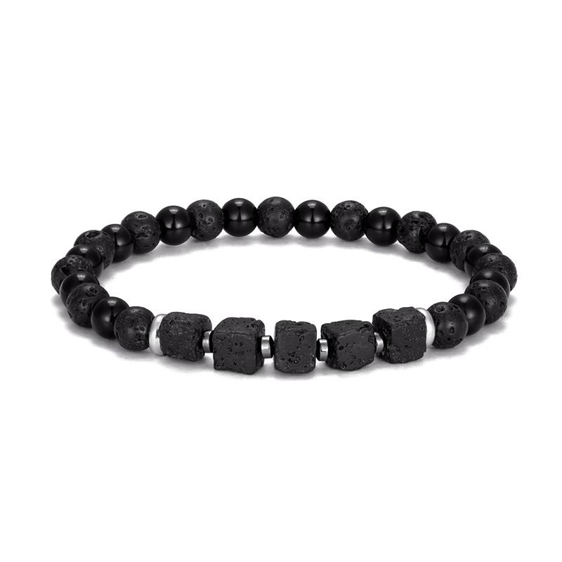 Винтажный мужской квадратный браслет из лавового камня, женские натуральные бусины, аксессуары для пар, браслеты ручной работы, мужские украшения для йоги, пульсера