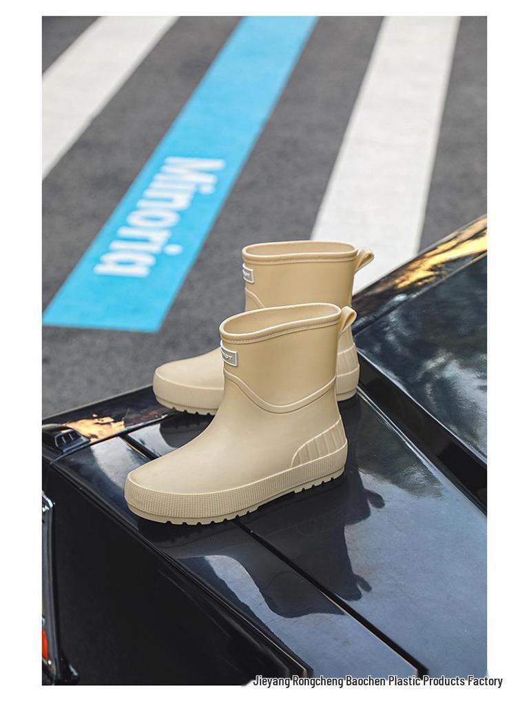 Women's Non-Slip Mid-Calf Japanese Rain Boots - Fashionable Waterproof Outerwear Shoes