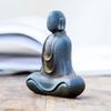 Chinese Retro Faceless Buddha Statue Mini Buddha Figure Home Living Room Office Table Zen Meditation Ornament Garden Decoration