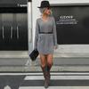 European and American Autumn and Winter Dresses Solid Color Twist Sweater Dress