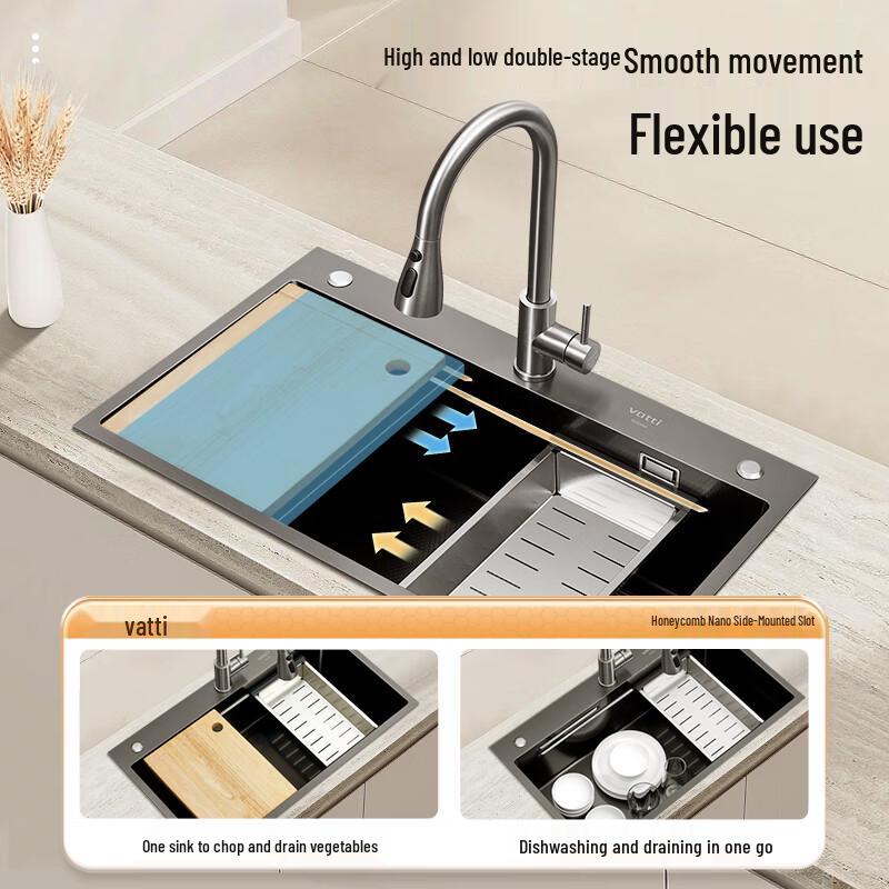 VATTI S5 Honeycomb Nano 304 Stainless Steel Single Bowl Kitchen Sink