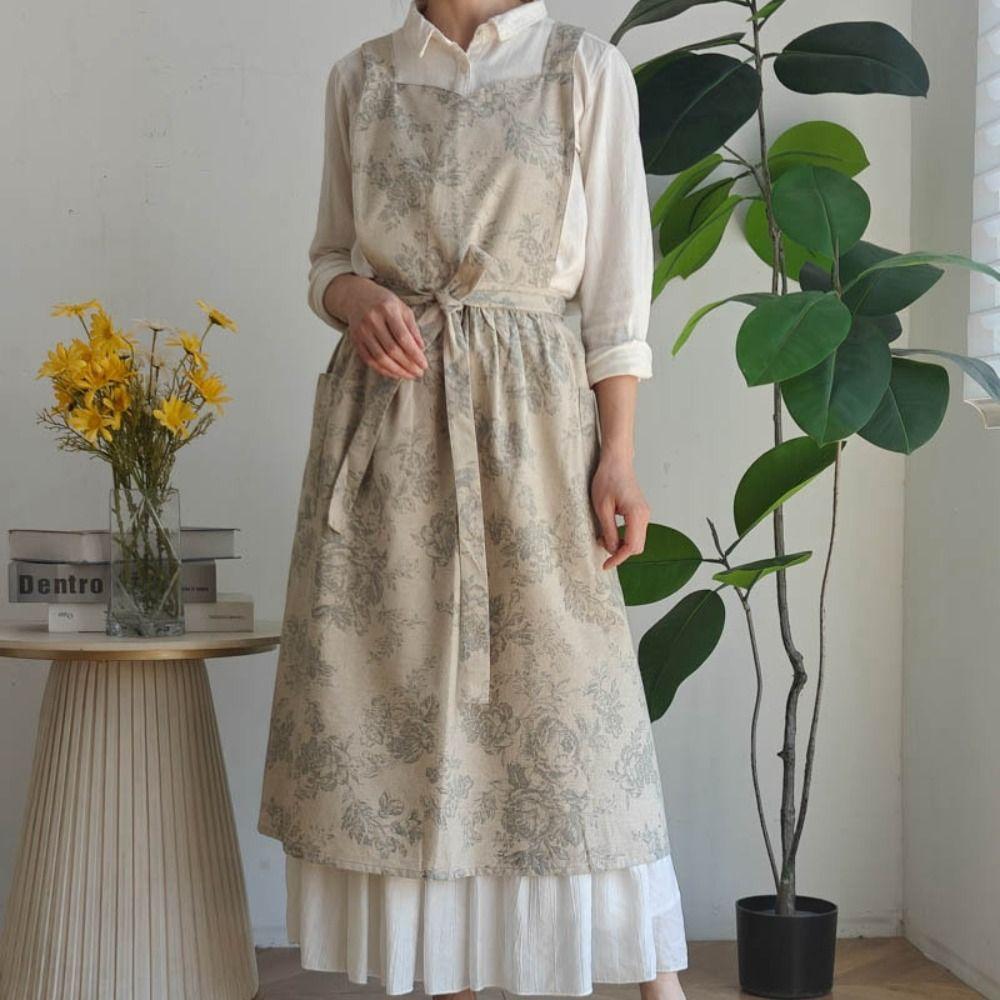 Элегантный кухонный фартук с карманами Фартук для готовки Портативный водоотталкивающий фартук Женский