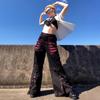 Dark Street Style Mesh Patchwork Wide-Leg Casual Pants