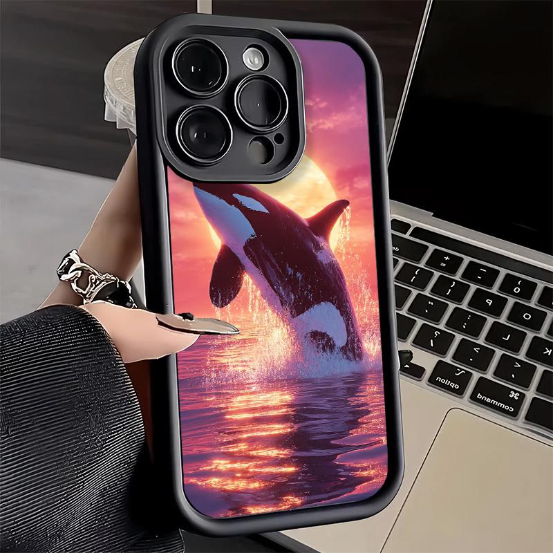Чехол для телефона iPhone 17 Air 16E 15 16 Pro Max с рисунком 'Orca Ocean' 14 Plus 13 12 Mini Мягкий силиконовый чехол Fundas