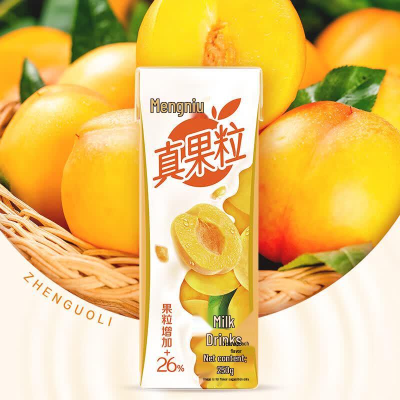 Фруктовый молочный напиток Mengniu Zhenguoli со вкусом желтого персика