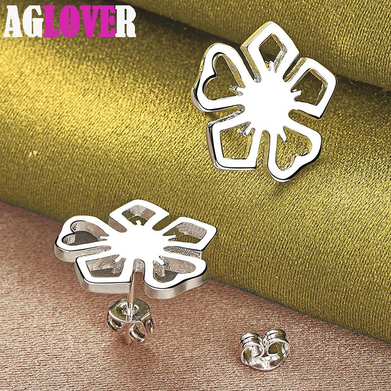 Ювелирные изделия из стерлингового серебра 925 пробы с цветами и серьгами-гвоздиками