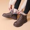 Women's Leather Short Boots: Warm, Non-Slip, Soft Sole, Velvet-Lined for Autumn and Winter