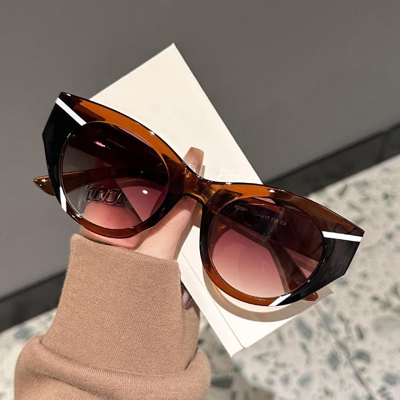 Неполяризованные модные солнцезащитные очки «кошачий глаз», цветные, овальные, стильные, солнцезащитные очки большого размера для женщин, украшения, оттенки для вождения, пешего туризма