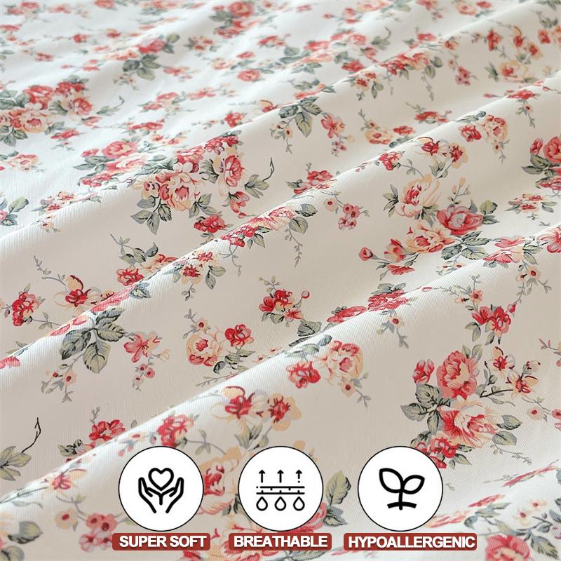 Premium 100% Cotton Bedding Set 3 Piece Duvet Cover Set (1 Duvet Cover 2 Pillowcase) Breathable Hypoallergenic Single/Double Bed