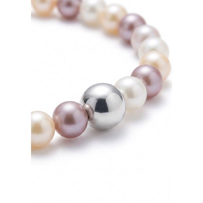 Bracelet - Pearls & Colors - Véritables Perles de Culture d'Eau Douce 5-6 mm - Argent 925 - Élastiqué - Multicolore