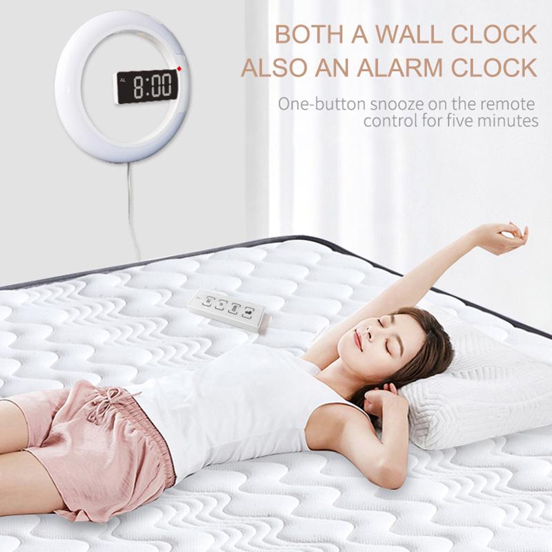 Светодиодный настенный будильник, цифровые часы с дистанционным управлением, будильником/температурным кольцом, круглый квадратный полый настенный светильник с RGB-подсветкой