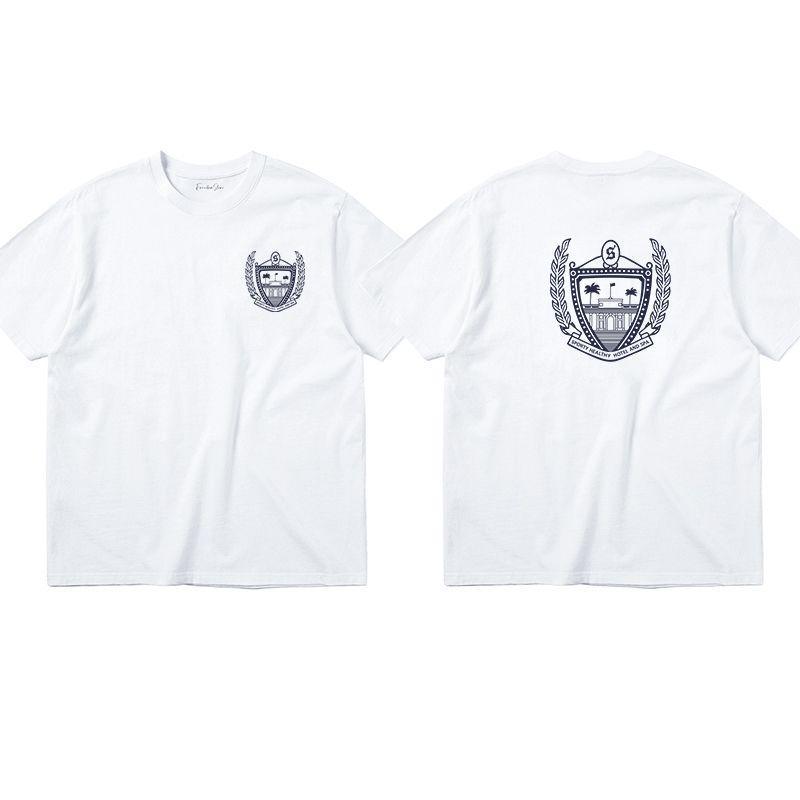 North America Niche Style SR Badge Letter Print Pure Cotton Casual Loose-Fitting Women's Short Sleeve T-shirt