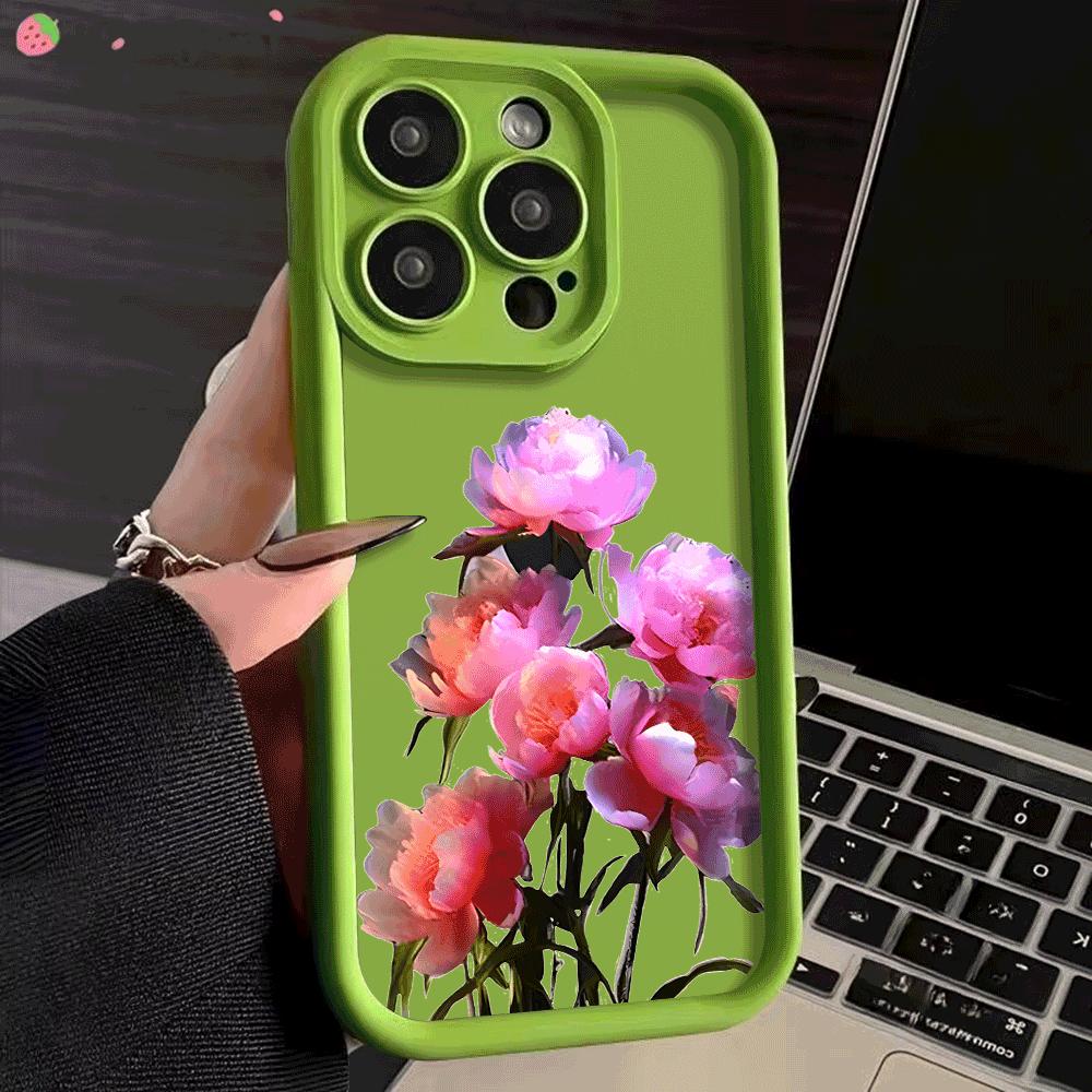 Ретро пион Защитный чехол для телефона Для iPhone 16 15 Pro Max 14 13 12 11 X XS 15 14 Plus 12 13 Mini Ударопрочный Модный мягкий Чехол