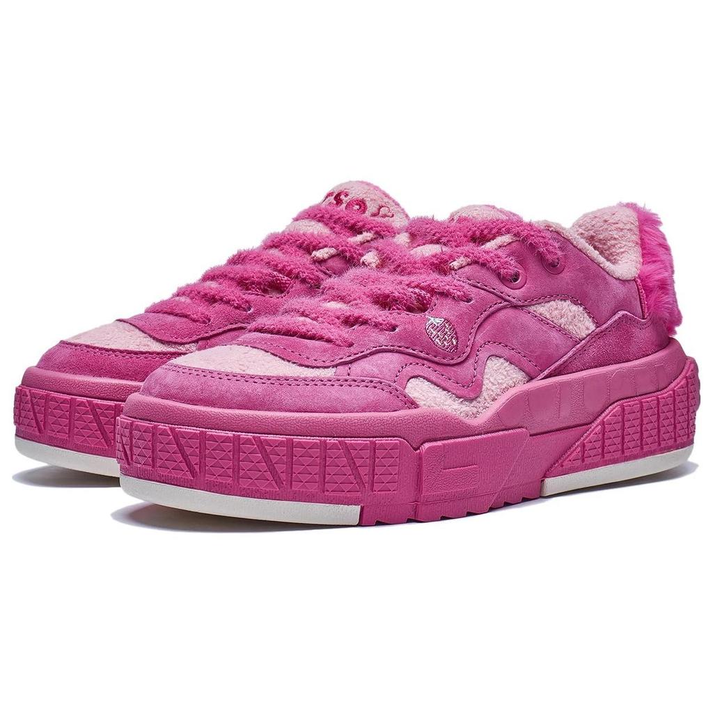 Li Ning Disney Strawberry Bear X 001 Unblock Classic Cushioning Breathable Warm Low-Tooth Casual Shoes Women sneakers Pink AGCT218-5